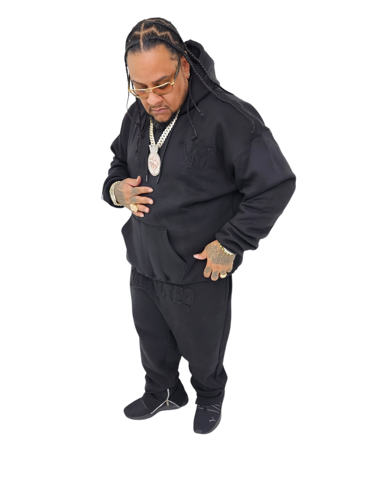 Black Sweatsuit w/Black Distress Logos