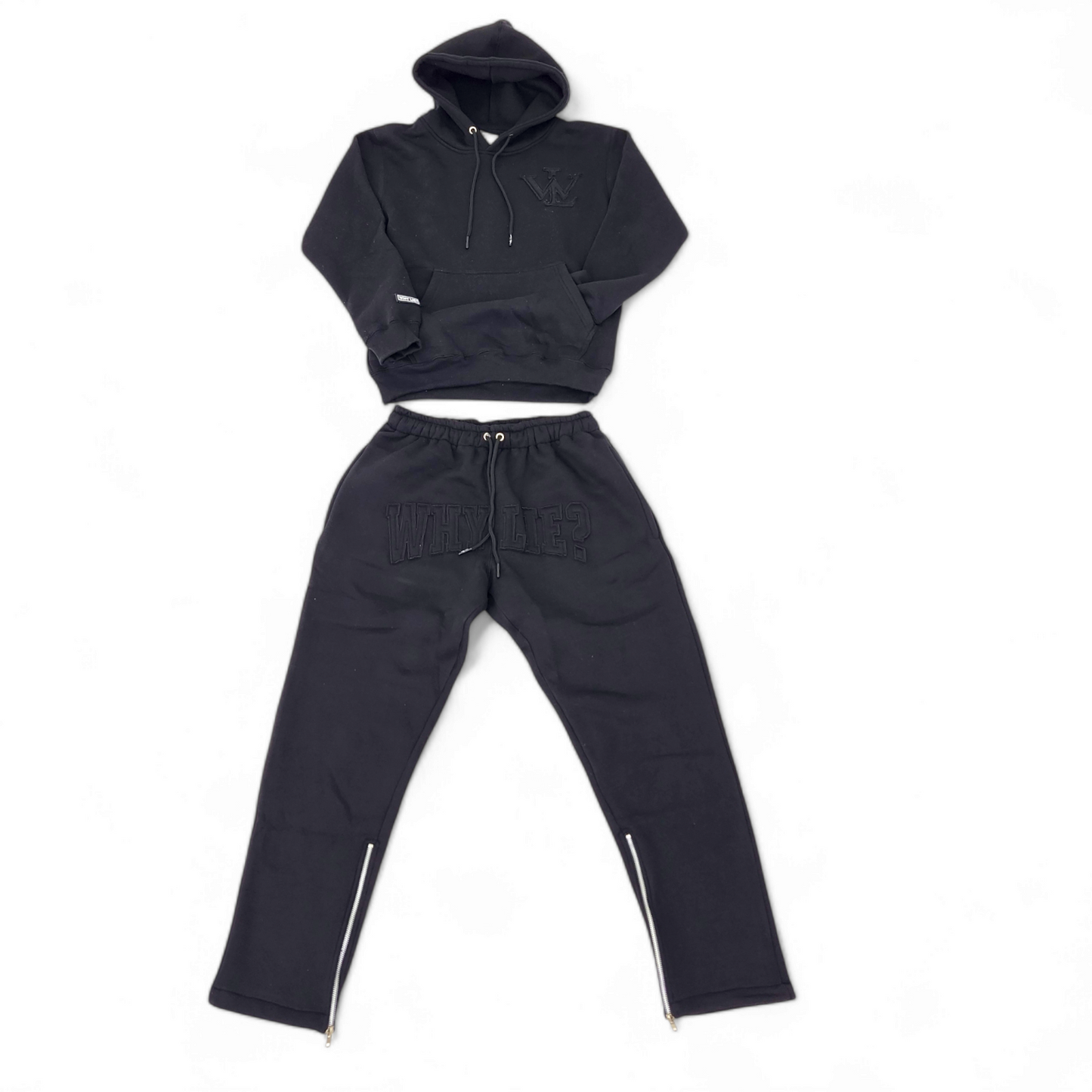 Black Sweatsuit w/Black Distress Logos