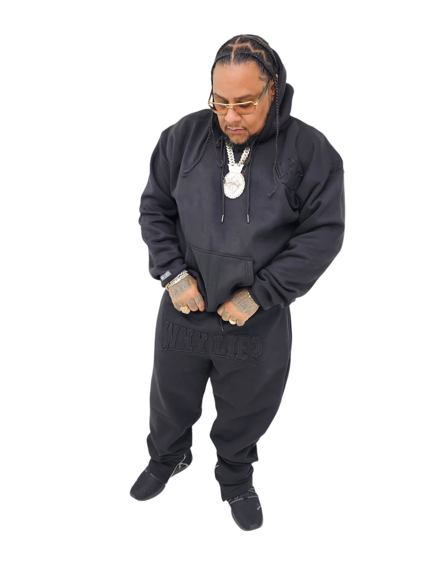 Black Sweatsuit w/Black Distress Logos