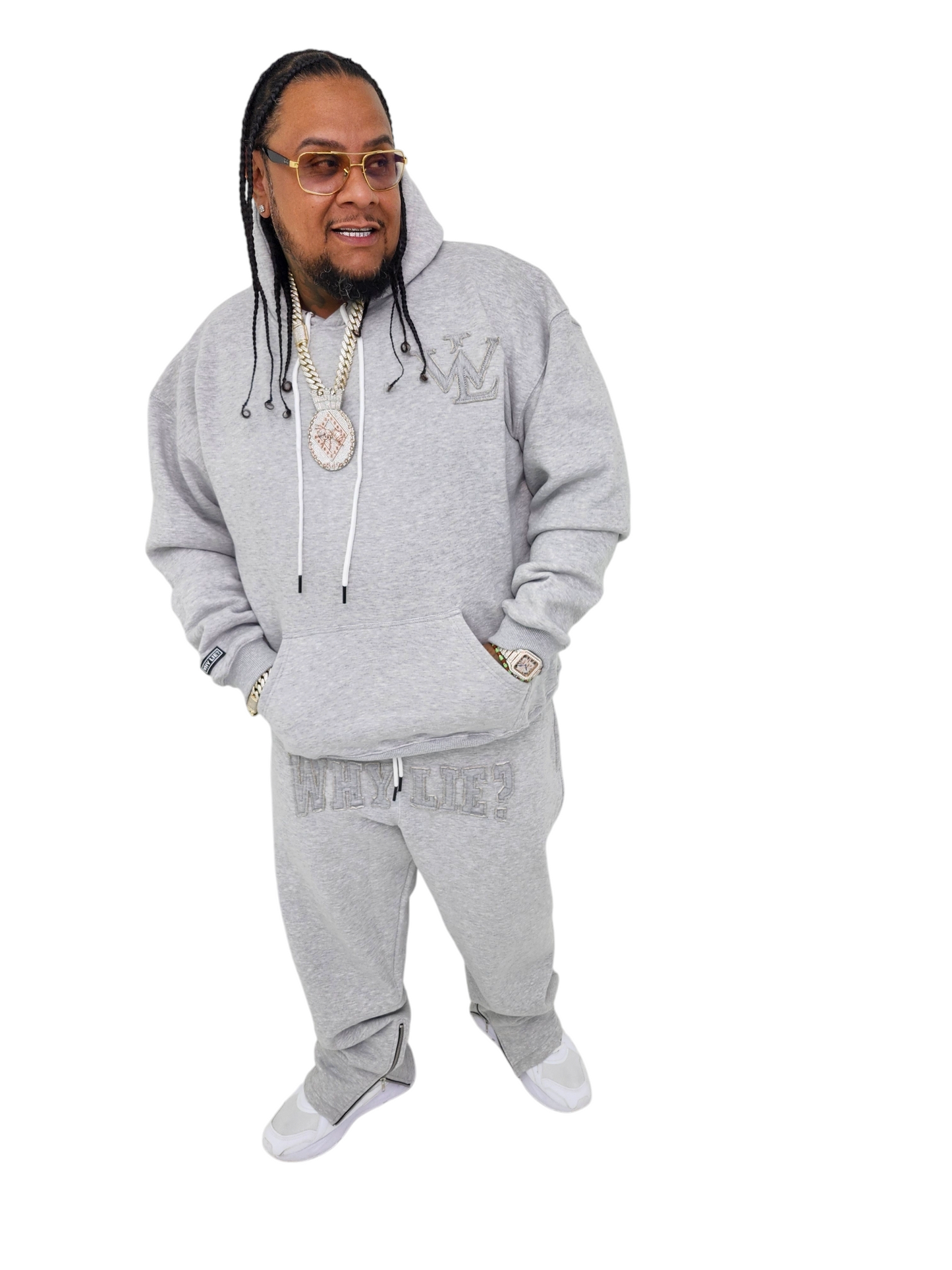 Grey Sweatsuit w/Grey Distress Logos