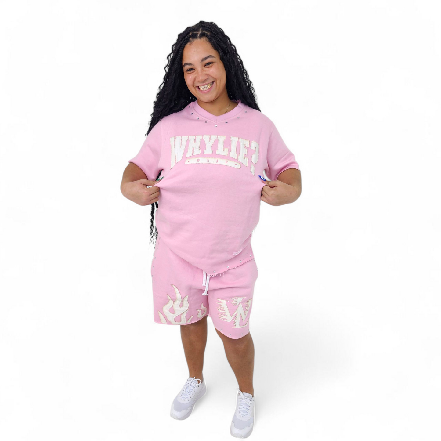 FIRE Short Set (PINK/Wht)