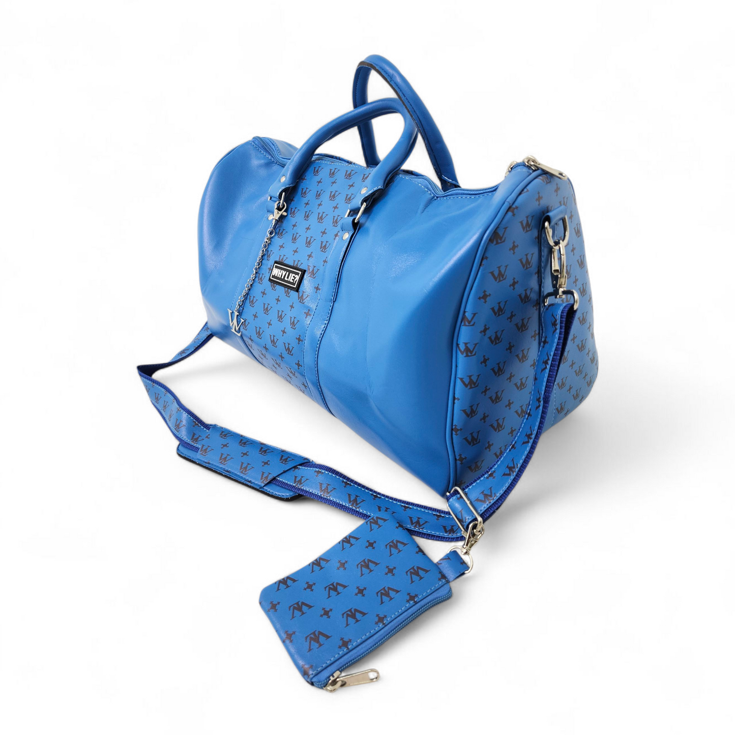 Leather Duffle Bag (Baby Blue)