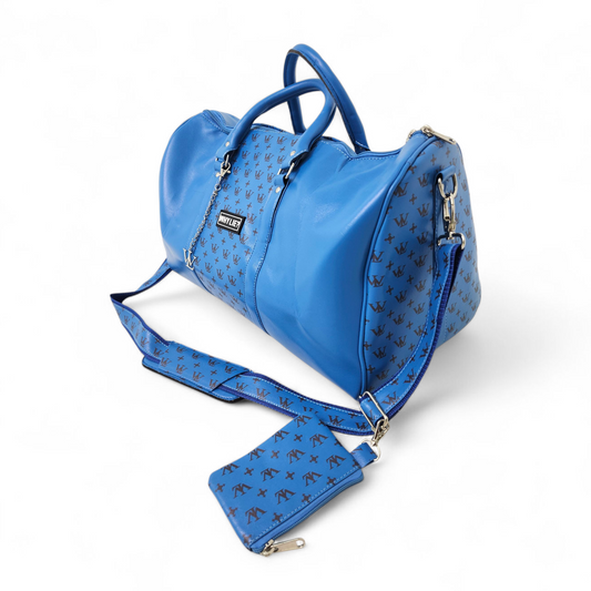 Leather Duffle Bag (Baby Blue)