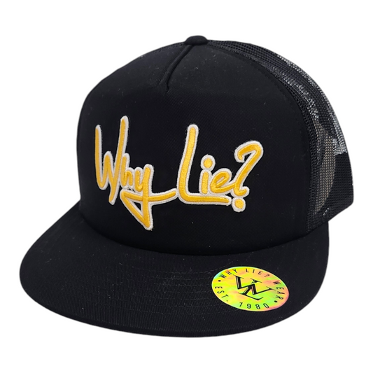 Black/Yellow Flat Brim Foam Trucker