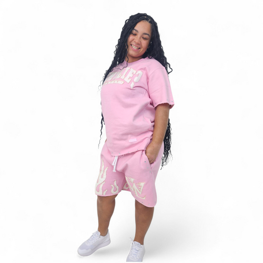 FIRE Short Set (PINK/Wht)