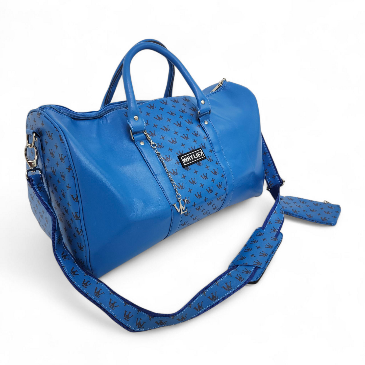 Leather Duffle Bag (Baby Blue)