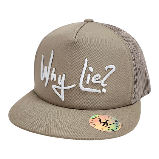 Tan/White Flat Brim Foam Trucker